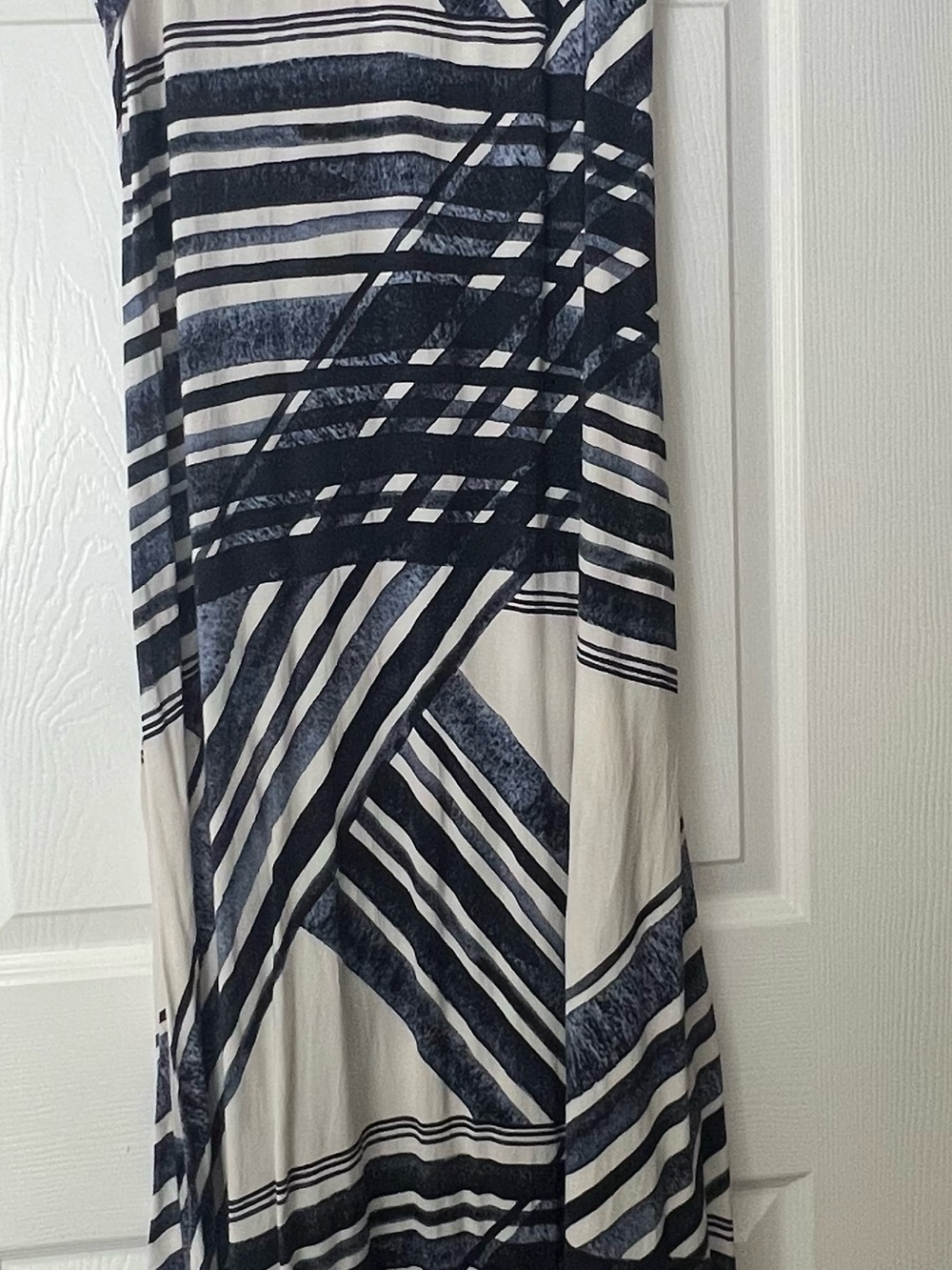 Loft Womens  Maxi Dress Size L Blue White Strappy  Zipper